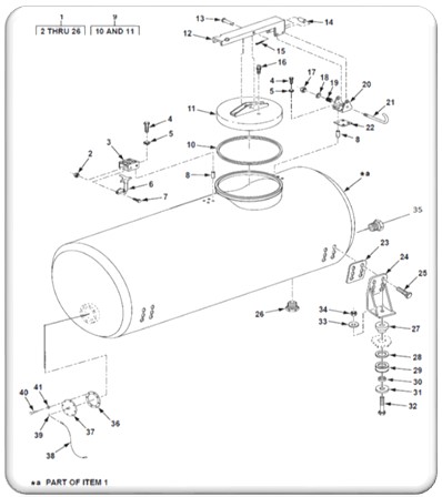 Fig 21 - Water Tank, Body Brackets and Manhole Cover (Added front heater port)